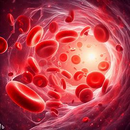 血管内を流れる赤血球の絵